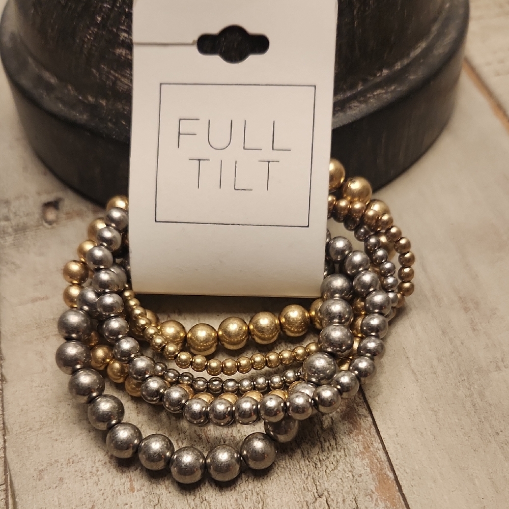 Full Tilt Metallic Beaded Bracelet Trio